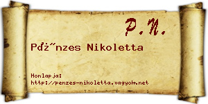 Pénzes Nikoletta névjegykártya